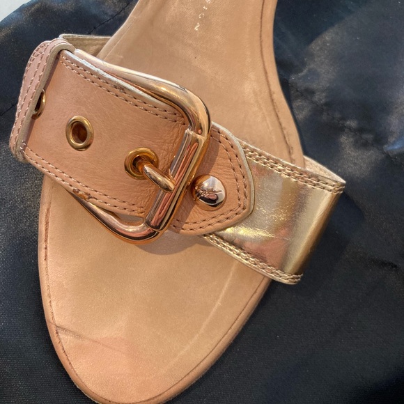 GIUSEPPE ZANOTTI ROSE GOLD CREAM LEATHER SLIDES EXCELLENT PRE-LOVED US 10.5B - Picture 3 of 10